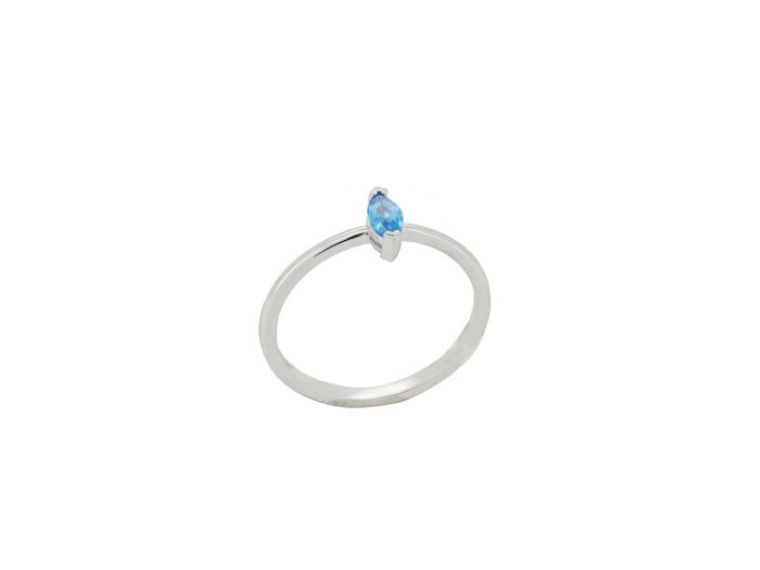 Δαχτυλίδι Με London Blue Topaz Σε Λευκόχρυσο 18Κ